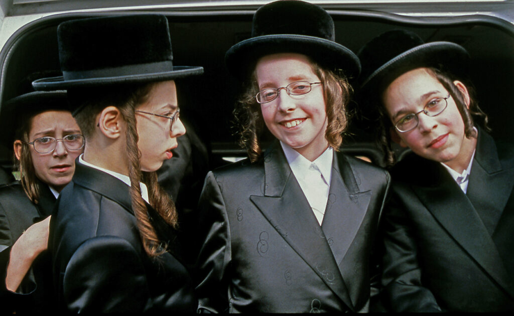 Hassidic Jewish boys at Purim Festival, Stamford Hill, London