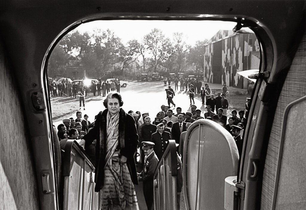 Indira Gandhi boarding plane