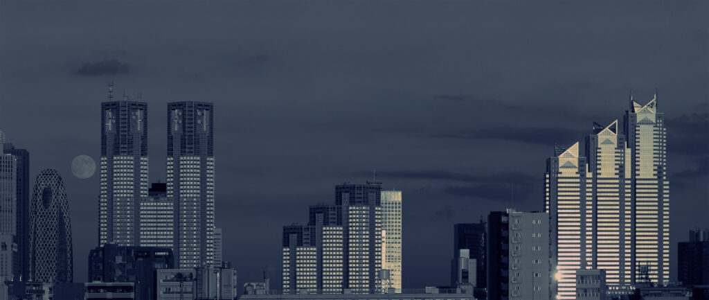 Moon rise over Shinjuku